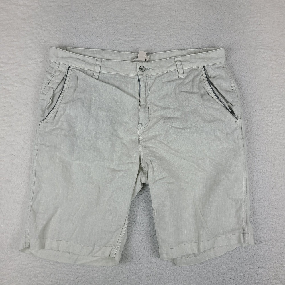 Carbon 2 Cobalt Shorts Mens 34 Light Gray 10" Inseam Preppy Chino 100% Linen